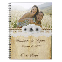 グランジ紙，ホワイトアネモネ，レース，ゲストブック