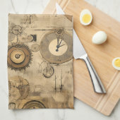 グランジ素朴時計(2) キッチンタオル (四つ折り)