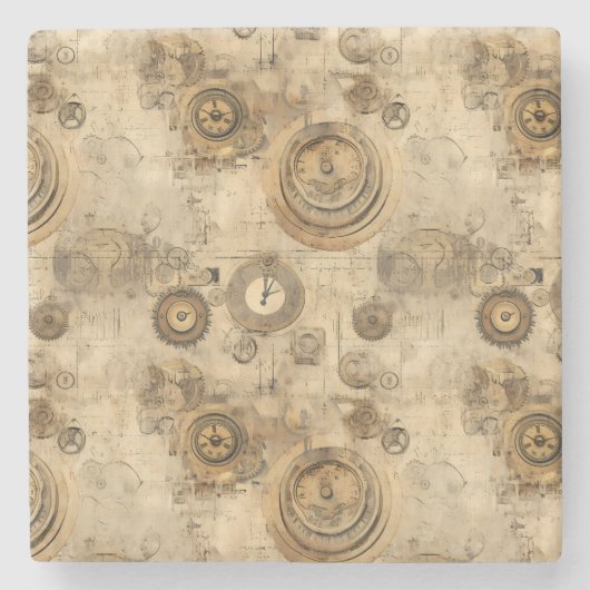 グランジ素朴時計(2) ストーンコースター (正面)