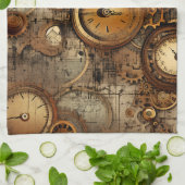 グランジ素朴時計(3) キッチンタオル (折り畳み)