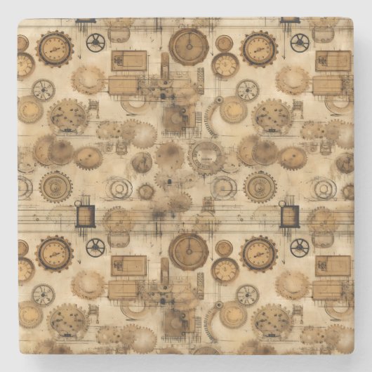 グランジ素朴時計(4) ストーンコースター (正面)