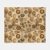 グランジ素朴時計(4) フリースブランケット (正面(横))