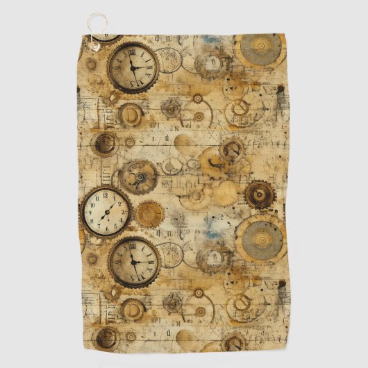 グランジ素朴時計(5) ゴルフタオル (正面)