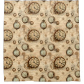 グランジ素朴時計(6) シャワーカーテン (正面)