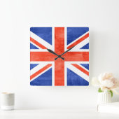 グランジ統一された国国旗 スクエア壁時計 (ホーム)