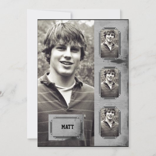 グランジ縁ど写真パネル卒業発表 招待状 (正面)