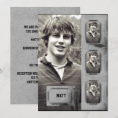 グランジ縁ど写真パネル卒業発表 招待状 (正面/裏面)