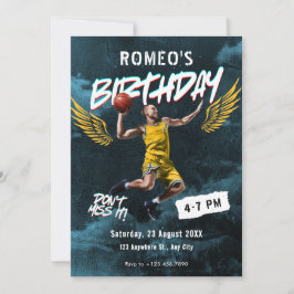 グランジ落書きバスケットボール写真誕生日 招待状