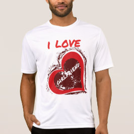 グランジ風デザインの「I Love My Girlfriend」ハート Tシャツ