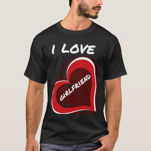 グランジ風 彼女大好き ハートデザイン Tシャツ (正面)