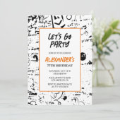 グランジ77歳の誕生日招待状 メンズ グラフィティ 招待状 (スタンド正面)