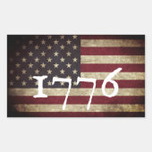 グランジ アメリカ国旗 パトリオティック1776 長方形シール (正面)