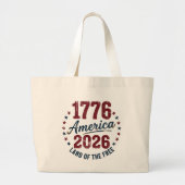 グランジ アメリカ 1776 - 2026 自由の国 ラージトートバッグ (正面)