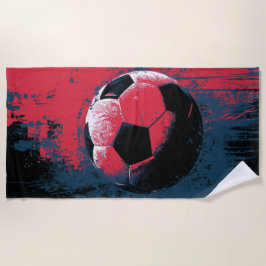 グランジ サッカー ボール スプラッシュ アートワーク ビーチタオル