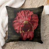 グランジ テキスト上の赤い花 クッション (ブランケット)