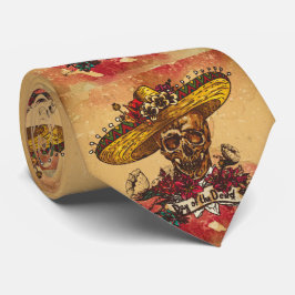 グランジ，ハロウィーン，スカル，メキシコの帽子，死んだ日 ネクタイ