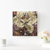 グランジ,バラ,写真 スクエア壁時計 (ホーム)