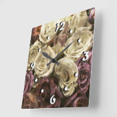 グランジ,バラ,写真 スクエア壁時計 (傾斜)