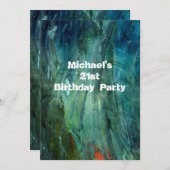 グランジ ペイント スマッジ 21歳の誕生日 メンズ 014 招待状 (正面/裏面)