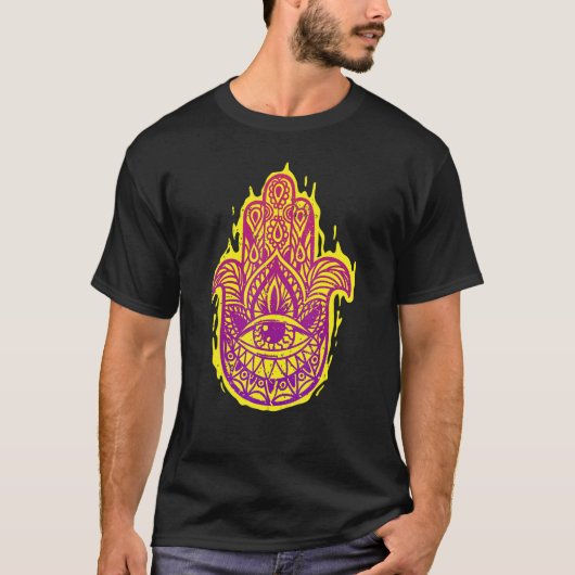 グランジ ボホ ハムサ ハンド チャクラ 魔除け 手 Tシャツ (正面)