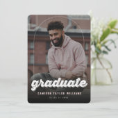 グランジ ボールド スクリプト シンプル フォト 卒業パーティー 招待状 (スタンド正面)