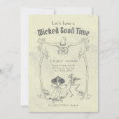 グランジ・レトロ・ブラック・ハロウィン・パーティ 招待状 (正面)