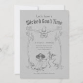 グランジ・レトロ・ブラック・ハロウィン・パーティ 招待状 (正面)