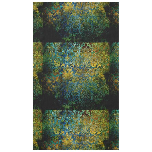 グランジ,ヴィンテージ，ダマスク，苔，緑，パターン， テーブルクロス (正面)