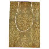 グランジ，素朴，ダマスク，ブロンズ，アンティーク,ビクトリアンシック ミディアムペーパーバッグ (裏面)