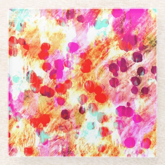 グランジColor Dotテクスチャの背景 ガラスコースター (正面)