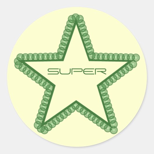 グランジSuperstar Stickers、Forest Green ラウンドシール (正面)
