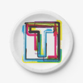 グランジTアーバンはっきりしたカラフルタイポグラフィ ペーパープレート (正面)