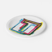 グランジTアーバンはっきりしたカラフルタイポグラフィ ペーパープレート (アングル)