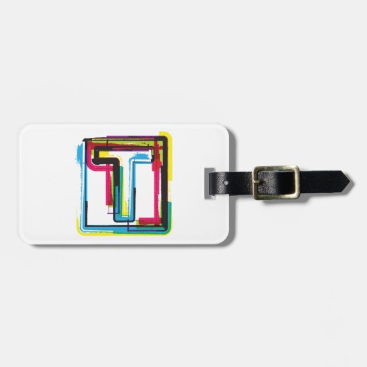 グランジTアーバンはっきりしたカラフルタイポグラフィ ラゲッジタグ (正面横)