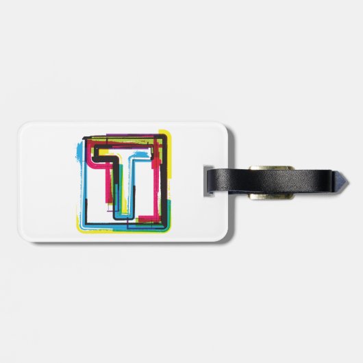 グランジTアーバンはっきりしたカラフルタイポグラフィ ラゲッジタグ (裏面横)