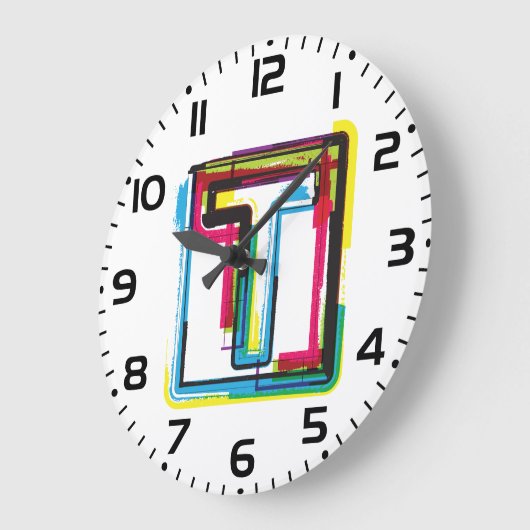 グランジTアーバンはっきりしたカラフルタイポグラフィ ラージ壁時計 (傾斜)