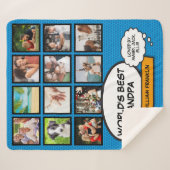 グランダッドおもしろいクールフォトコラージュブルー シェルパブランケット (正面(横))