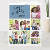グランダ7フォトコラージブルーパーソナライズされた誕生日 カード (正面)