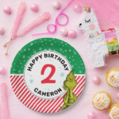 グランチレッドグリーンスノーフレーク誕生日 ペーパープレート (パーティー)