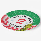 グランチレッドグリーンスノーフレーク誕生日 ペーパープレート (アングル)