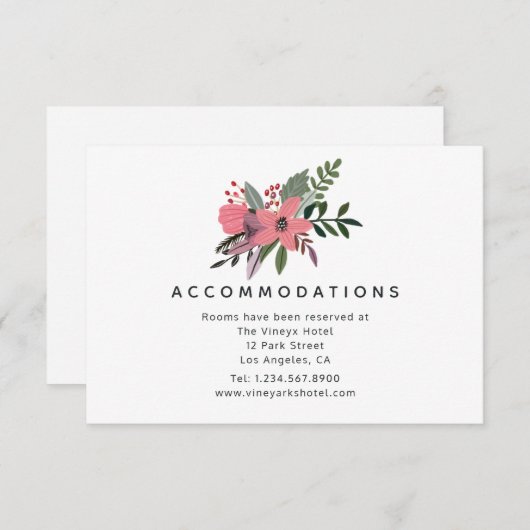 グランデュールプラムとピンク結婚の宿泊施設 エンクロージャーカード (正面/裏面)