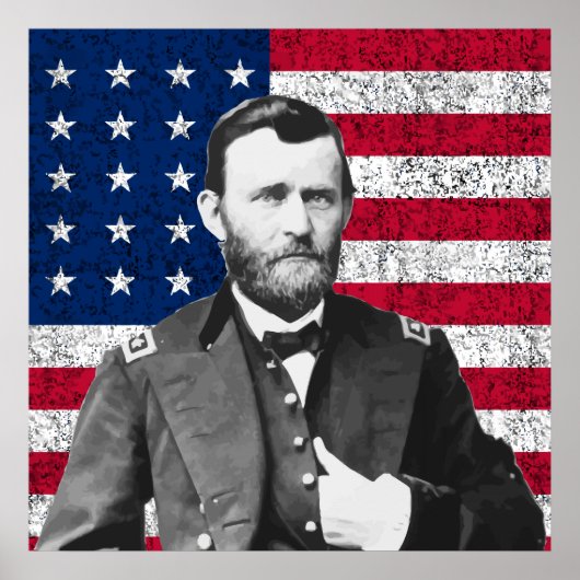 グラントとアメリカ国旗 ポスター (正面)