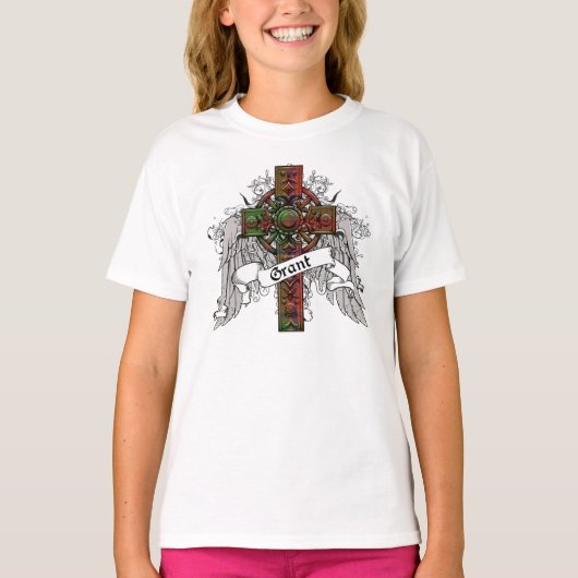 グラントのタータンチェックの十字 Tシャツ (正面)