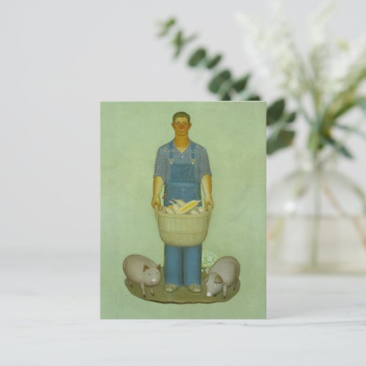 グラントウッドによる豚とトウモロコシとの農家 シーズンポストカード (スタンド正面)