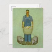 グラントウッドによる豚とトウモロコシとの農家 シーズンポストカード (正面/裏面)