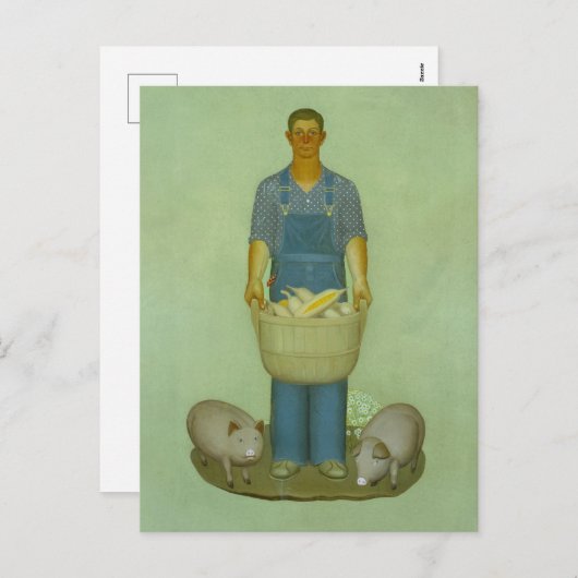 グラントウッドによる豚とトウモロコシとの農家 シーズンポストカード (正面/裏面)