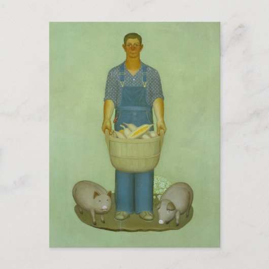 グラントウッドによる豚とトウモロコシとの農家 シーズンポストカード (正面)