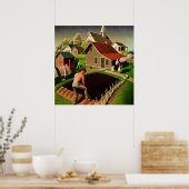 グラントウッド – 春イン素晴らしタウン絵画ズ ポスター (キッチン)