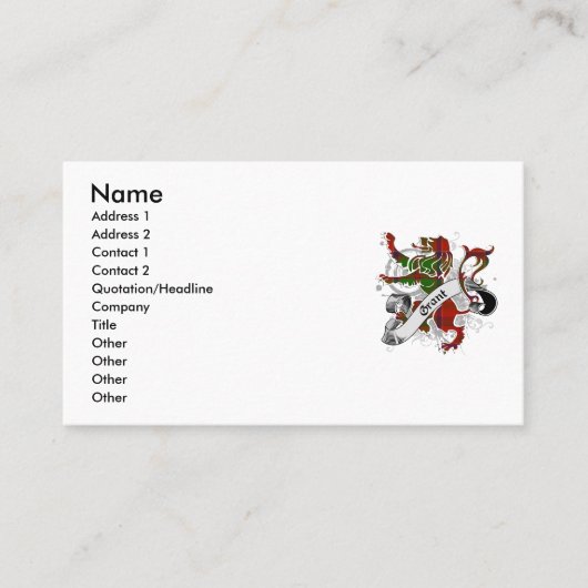 グラントタータンチェックライオン 名刺 (正面)