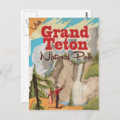 グラントテトン国立公園ヴィンテージ旅行ポスター ポストカード (正面/裏面)